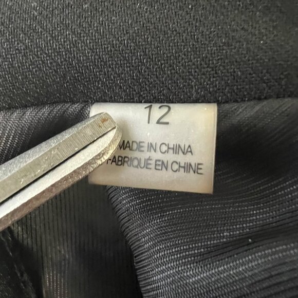 T Tahari Womens Single Button Peak Lapel Blazer Black Flap Pockets size 12 - Picture 13 of 16